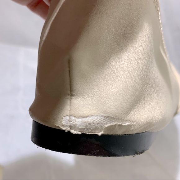 Zara cream leather soft back ballet flats  with top knot size 39 - Picture 7 of 9